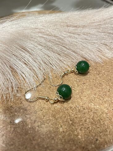 أقراط اليشم الأصلية من Neicoo - مملوءة بالذهب عيار 14 قيراط - تجلب الحظ السعيد - الحماية - طاقة الحظ - هدية للأم والزوجة - هدية لعيد الأم - تصميم فريد - أقراط مصنوعة يدويًا in Kuwait