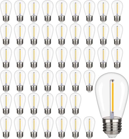 C7 Christmas Replacement LED Light Bulbs, E12 Chandelier Base LED Night Bulbs, 5W 6W 7W Incandescent Equivalent, Warm White 2200K, Clear Plastic Bulbs for Christmas String Light - 25 Pack in Saudi Arabia