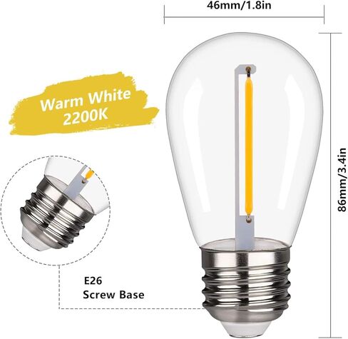 C7 Christmas Replacement LED Light Bulbs, E12 Chandelier Base LED Night Bulbs, 5W 6W 7W Incandescent Equivalent, Warm White 2200K, Clear Plastic Bulbs for Christmas String Light - 25 Pack in Saudi Arabia