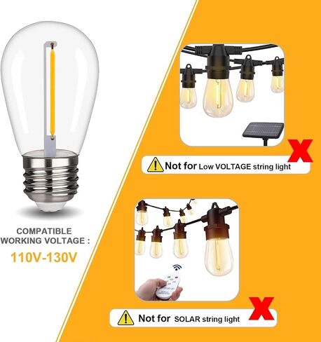C7 Christmas Replacement LED Light Bulbs, E12 Chandelier Base LED Night Bulbs, 5W 6W 7W Incandescent Equivalent, Warm White 2200K, Clear Plastic Bulbs for Christmas String Light - 25 Pack in Saudi Arabia