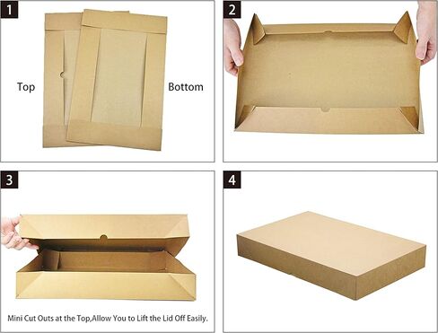صناديق هدايا بيضاء من HUAPRINT للملابس، وصناديق هدايا القمصان للهدايا، مقاس 16.9 × 11 × 2.5 بوصة، وصناديق هدايا كبيرة مع أغطية للملابس، والرداء، والسترة، وزوج من السراويل، و16 مجموعة من صناديق الهدايا من الورق المقوى in Kuwait