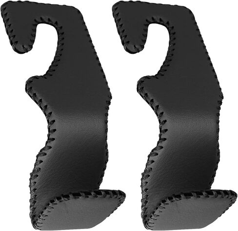 Car Purse Hook Leather Car Headrest Hook, 2 Packs Auto Back Seat Hangers Rear Headrest Hook for Purse, Bag, Handbag, Grocery (Black) in Saudi Arabia