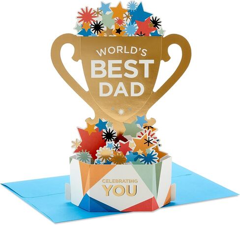 Hallmark Paper Wonder Pop Up Father's Day Card (World's Best Dad Trophy) or Birthday Card for Dad in Saudi Arabia