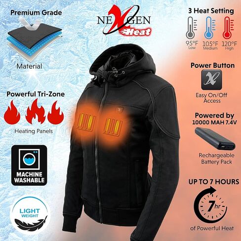 Nexgen Heat MPL2761SET سترة نسائية سوداء "ساخنة" بنمط سباقات دافئة للمشي لمسافات طويلة وركوب الخيل مع بطارية in Kuwait