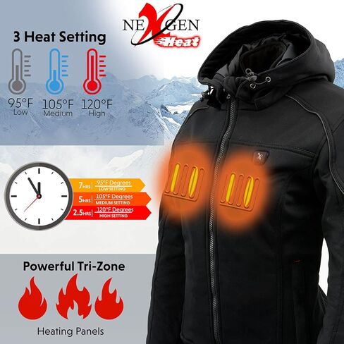 Nexgen Heat MPL2761SET سترة نسائية سوداء "ساخنة" بنمط سباقات دافئة للمشي لمسافات طويلة وركوب الخيل مع بطارية in Kuwait