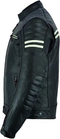 INTAN Mens Black Perforated Motorcycle Leather Jacket with 5 Ce Protectors For Motorbike Riders CJ-010-A in Saudi Arabia