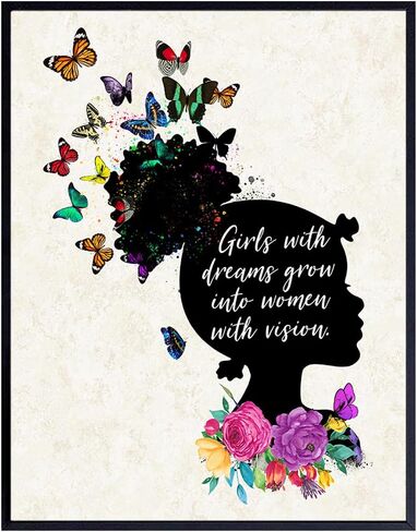 African American Girls Motivational Wall Art - Black Art - Inspirational Poster - Teens, Little Girls Bedroom, Kids Room - Positive Quotes - Encouragement Sayings - Daughter Gifts - Family Wall Decor in Saudi Arabia