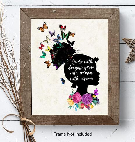African American Girls Motivational Wall Art - Black Art - Inspirational Poster - Teens, Little Girls Bedroom, Kids Room - Positive Quotes - Encouragement Sayings - Daughter Gifts - Family Wall Decor in Saudi Arabia