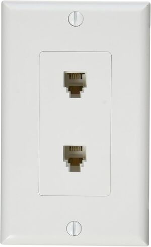 Morris 80171 Decorative Dual RJ11 4 Conductor Phone Jack Wall Plate, 2 Piece, White in Saudi Arabia
