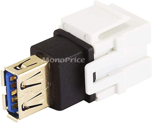 Monoprice USB A 3.0 Keystone Jack - Female to Female, Coupler Flush Type, Used With Keystone Panels or Wall Plates, White in Saudi Arabia