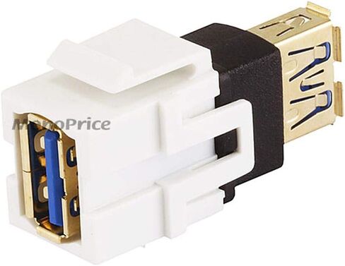 Monoprice USB A 3.0 Keystone Jack - Female to Female, Coupler Flush Type, Used With Keystone Panels or Wall Plates, White in Saudi Arabia