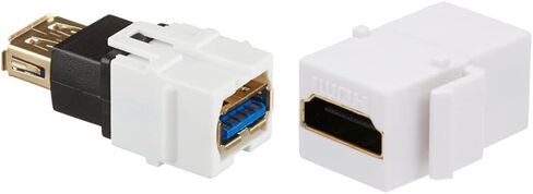 Monoprice USB A 3.0 Keystone Jack - Female to Female, Coupler Flush Type, Used With Keystone Panels or Wall Plates, White in Saudi Arabia