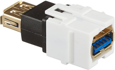 Monoprice USB A 3.0 Keystone Jack - Female to Female, Coupler Flush Type, Used With Keystone Panels or Wall Plates, White in Saudi Arabia