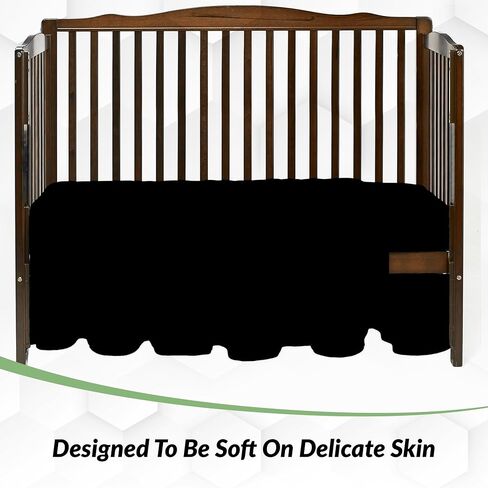aBaby Baby Crib Bedding Set – 3 Piece Premium Quality Nursery Bedding for Boys and Girls, Includes Super Soft & Machine Washable Fitted Crib Sheet, Comforter and Dust Ruffle, Black in Saudi Arabia