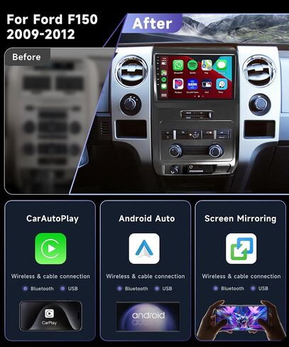 8 Core 4G+64G Android Car Stereo for Ford F150 2009-2012 with Wireless Apple CarPlay Android Auto MirrorLink, Podofo 9" HD IPS Touch Screen Bluetooth Radio with GPS WiFi DSP Audio Backup Camera in Saudi Arabia