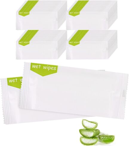 Individual Hand Wipes, 100 Packs Individual Wet Wipes, Quickly Cleaning Our Hands, Individually Wrapped Bulk large Wet Wipes Homeless, Suitable for Restaurants, Weddings and Barbeques (C-19) in Saudi Arabia