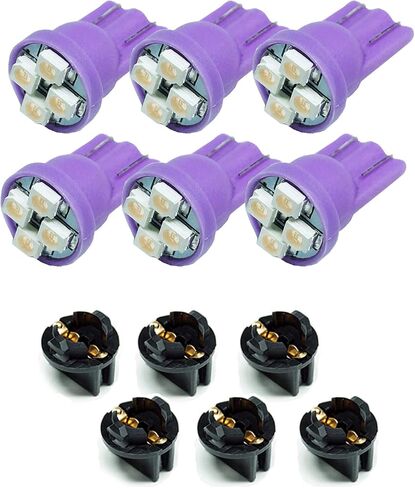 PA LED 6PCS T10 168 194 Led instrument LEDnel Dash Light Bulb 1/2" Twist Lock Socket -12V (Purple) in Saudi Arabia