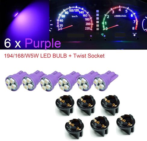 PA LED 6PCS T10 168 194 Led instrument LEDnel Dash Light Bulb 1/2" Twist Lock Socket -12V (Purple) in Saudi Arabia