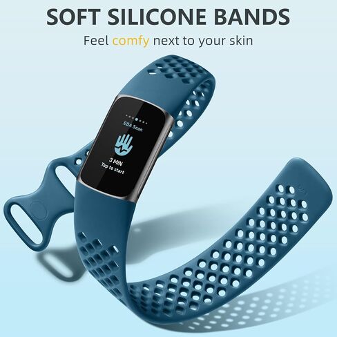 Laffav 4 Pack Compatible with Fitbit Charge 5/ Fitbit Charge 6 Bands for Women Men, Soft Silicone Wristband Breathable Sport Replacement Strap for Fitbit Charge 5/ Fitbit Charge 6 Fitness Tracker in Saudi Arabia