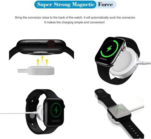 قاعدة شحن ساعة ذكية لساعة أبل، كابل شحن مغناطيسي USB iWatch بطول 1 متر/3.3 قدم، متوافق مع سلسلة ساعات Apple 1-8/SE/Ultra (دائرية) in Saudi Arabia