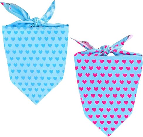 Dog Bandana - Limited Edition Reversible Heart & Frenchie Pattern - Summer Cooling Accessories for Dog Outfit - 100% Cotton Dog Cooling Bandana - Cute Blue Small Bandana in Saudi Arabia