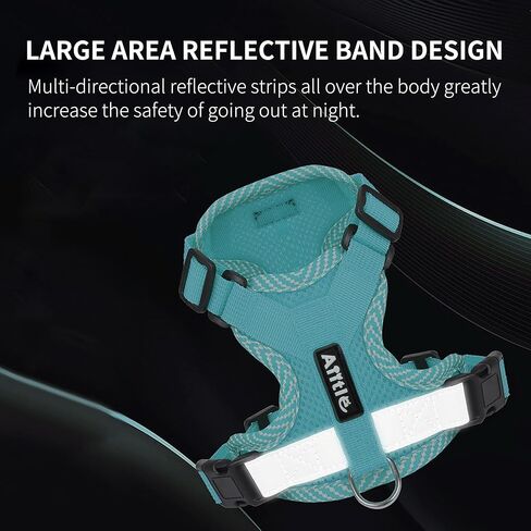 مجموعة حزام ومقود الكلاب المقاومة للسحب من AIITLE - حزام للكلاب قابل للتعديل مع سترة مبطنة لجميع الأحوال الجوية - حزام عاكس للضوء قابل للتعديل للحيوانات الأليفة - سهل الارتداء على الكلاب الصغيرة جدًا والقطط المنزلية - أزرق S in Kuwait