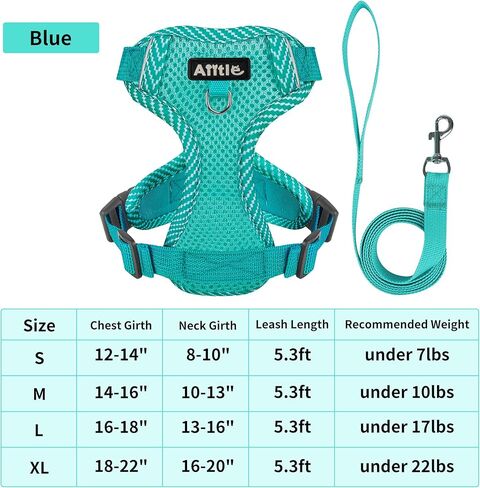 مجموعة حزام ومقود الكلاب المقاومة للسحب من AIITLE - حزام للكلاب قابل للتعديل مع سترة مبطنة لجميع الأحوال الجوية - حزام عاكس للضوء قابل للتعديل للحيوانات الأليفة - سهل الارتداء على الكلاب الصغيرة جدًا والقطط المنزلية - أزرق S in Kuwait