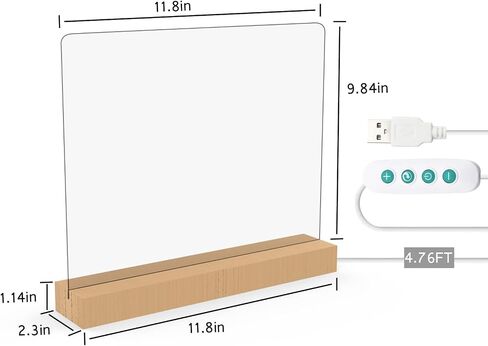 Acrylic Dry Erase Board with Light, Light up Dry Erase Board with Stand as a Glow Memo LED Letter Message Board Note Glass Led White Board with 4 Markers and 8 Lighting Modes (11.8 x 9.8") in Saudi Arabia