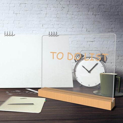 Acrylic Dry Erase Board with Light, Light up Dry Erase Board with Stand as a Glow Memo LED Letter Message Board Note Glass Led White Board with 4 Markers and 8 Lighting Modes (11.8 x 9.8") in Kuwait