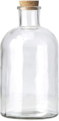 Serene Spaces Living Decorative Clear Glass Bottle Vases with Cork Stoppers, Vintage Wedding Decor, Use for Floral Centerpieces at Party, Event, Measures 11" Tall & 5.75" Diameter, Sold Individually in Saudi Arabia