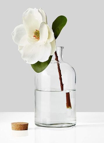 Serene Spaces Living Decorative Clear Glass Bottle Vases with Cork Stoppers, Vintage Wedding Decor, Use for Floral Centerpieces at Party, Event, Measures 11" Tall & 5.75" Diameter, Sold Individually in Saudi Arabia