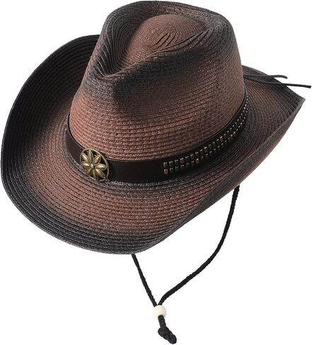 Lanzom إمرأة رجل القش الشاطئ قبعة الشمس الكلاسيكية الشكل قبعة الشمس Packable قبعة الصيف قبعة رعاة البقر UPF 50+ in Kuwait