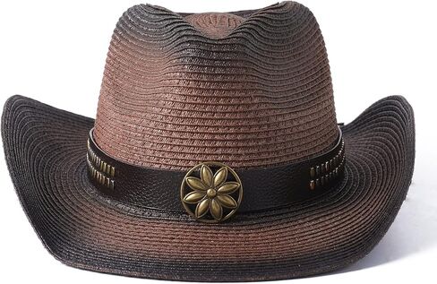 Lanzom إمرأة رجل القش الشاطئ قبعة الشمس الكلاسيكية الشكل قبعة الشمس Packable قبعة الصيف قبعة رعاة البقر UPF 50+ in Kuwait