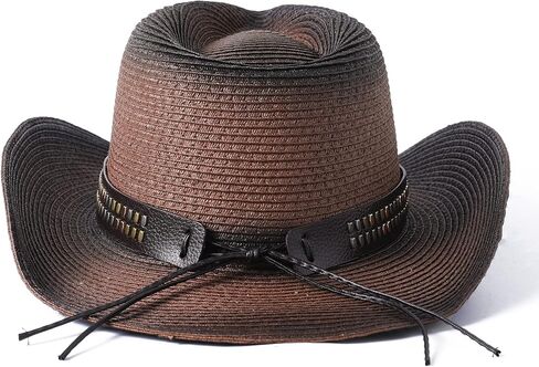 Lanzom إمرأة رجل القش الشاطئ قبعة الشمس الكلاسيكية الشكل قبعة الشمس Packable قبعة الصيف قبعة رعاة البقر UPF 50+ in Kuwait