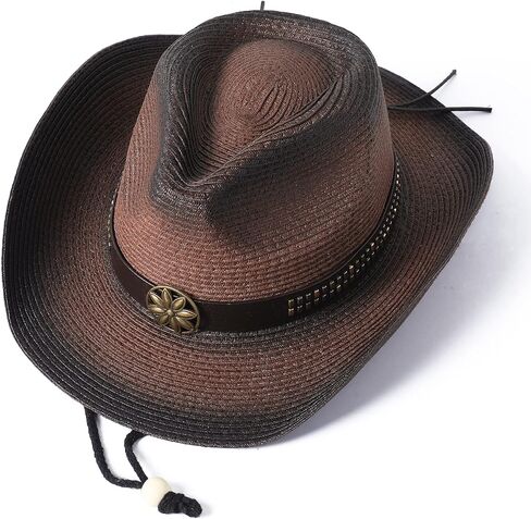 Lanzom إمرأة رجل القش الشاطئ قبعة الشمس الكلاسيكية الشكل قبعة الشمس Packable قبعة الصيف قبعة رعاة البقر UPF 50+ in Kuwait