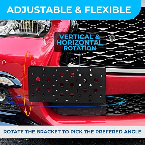 Front Bumper Tow Hook License Plate Mount Bracket for Infiniti Q50 2014-2024, Plate Holder Set w Unique Screw Bolts & Black Screw Caps, License Tag Mounting Kit, Quality Plate Holders. in Saudi Arabia