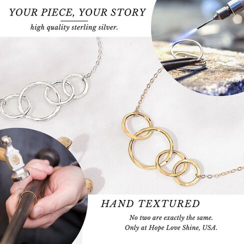 HOPE LOVE SHINE Sisters necklace for 2 3 4 5 Sister birthday gift from sister jewelry Big Little Sister circles ring necklace sterling silver in Kuwait