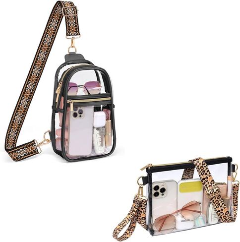 حقيبة PACKISM Clear Sling Bag معتمدة ومحافظ شفافة للنساء، أسود in Kuwait