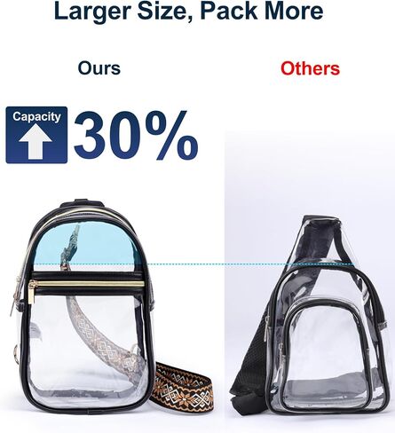 حقيبة PACKISM Clear Sling Bag معتمدة ومحافظ شفافة للنساء، أسود in Kuwait