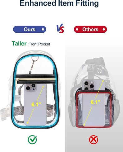 حقيبة PACKISM Clear Sling Bag معتمدة ومحافظ شفافة للنساء، أسود in Kuwait