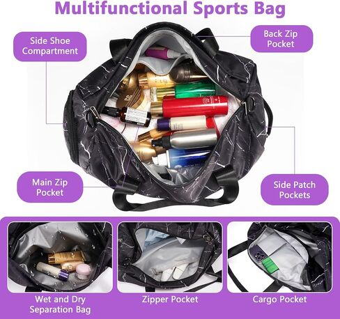 Gym Bag Womens Mens with Shoes Compartment and Wet Pocket Travel Duffel Bag Fitness Workout Sports with 9 Compartments Including Water Resistant Pouch For Plane Swimming Yoga Weekend Business Trip in Saudi Arabia
