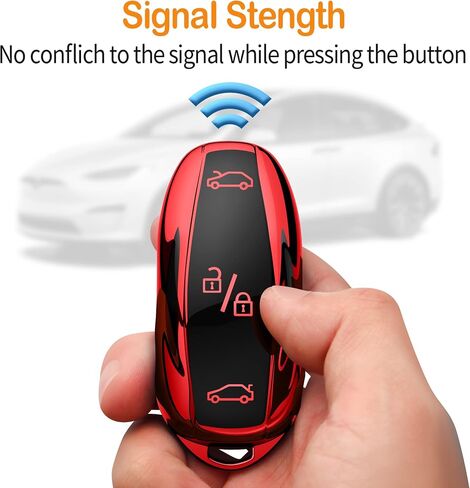 Sindeda Premium Key Cases for Tesla Model S 3 Y Ultra-Thin and Ultra-Light Key Fob Cover Waterproof Keychain (Red) in Saudi Arabia