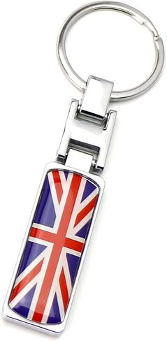 iJDMTOY Great Britain Flag Design Blue/Red UK Union Jack Color Stripe Chrome Badge Keychain Ring Compatible With All Britain Cars in Saudi Arabia