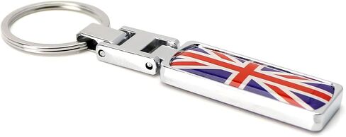 iJDMTOY Great Britain Flag Design Blue/Red UK Union Jack Color Stripe Chrome Badge Keychain Ring Compatible With All Britain Cars in Saudi Arabia