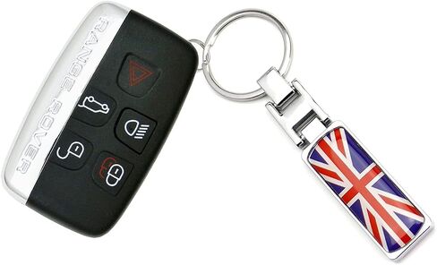 iJDMTOY Great Britain Flag Design Blue/Red UK Union Jack Color Stripe Chrome Badge Keychain Ring Compatible With All Britain Cars in Saudi Arabia