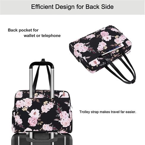MOSISO Laptop Tote Bag Compatible with MacBook Pro 16 inch 2023-2019 M2 A2780 M1 A2485 Pro/Max A2141, 15-15.6 inch Notebook, Peony Polyester Travel Work Briefcase with Front Pocket & PU Handle, Black in Saudi Arabia