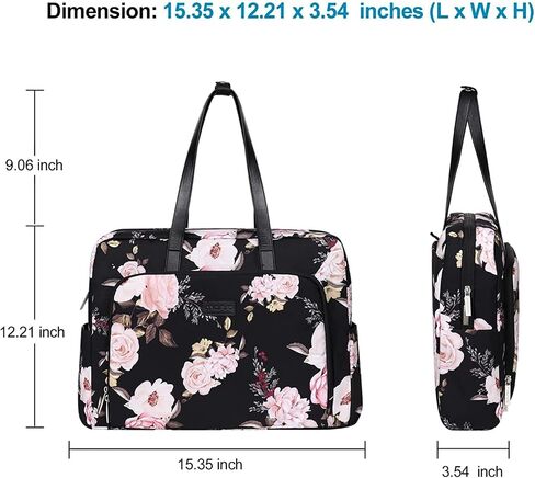 MOSISO Laptop Tote Bag Compatible with MacBook Pro 16 inch 2023-2019 M2 A2780 M1 A2485 Pro/Max A2141, 15-15.6 inch Notebook, Peony Polyester Travel Work Briefcase with Front Pocket & PU Handle, Black in Saudi Arabia