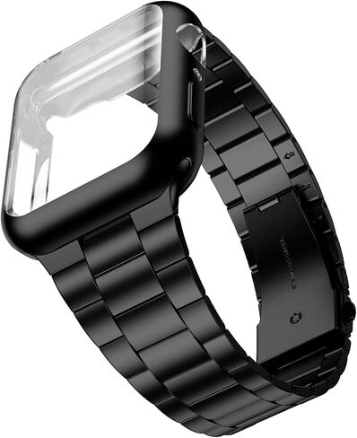 Wolait Compatible with Apple Watch Ultra Band 42mm 44mm 45mm 49mm 38mm 40mm 41mm with Case, Upgraded Business Stainless Steel Band with Screen Protector Cover for iWatch Series 9/8/7/6/SE Series 5/4/3/2/1 in Saudi Arabia