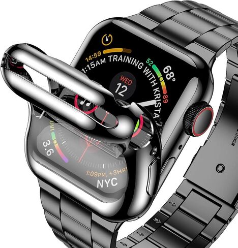 Wolait Compatible with Apple Watch Ultra Band 42mm 44mm 45mm 49mm 38mm 40mm 41mm with Case, Upgraded Business Stainless Steel Band with Screen Protector Cover for iWatch Series 9/8/7/6/SE Series 5/4/3/2/1 in Saudi Arabia