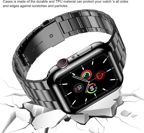 Wolait Compatible with Apple Watch Ultra Band 42mm 44mm 45mm 49mm 38mm 40mm 41mm with Case, Upgraded Business Stainless Steel Band with Screen Protector Cover for iWatch Series 9/8/7/6/SE Series 5/4/3/2/1 in Saudi Arabia